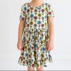 POSH PEANUT Maya Lynn Short Sleeve Ruffled Twirl Dress, Beige size 10Y-12Y